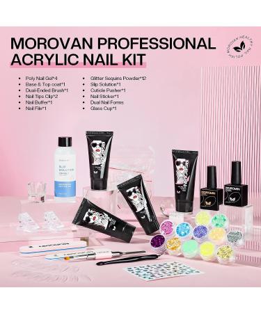 Morovan 30ML Poly Gel Nail Kit - Professional 4 Colors Gel Extension Set with Base & Top Coat - Large Capacity Poly Nail Gel Kit for Beginners - Buy Online on GoSupps.com
