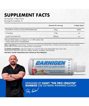 Evogen Carnigen - Liquid Carnitine | Supports Fat Metabolism & Recovery, Caffeine Free | L-Carnitine, Acetyl L-Carnitine | Victory Punch | 31 Servings - Buy Online on GoSupps.com
