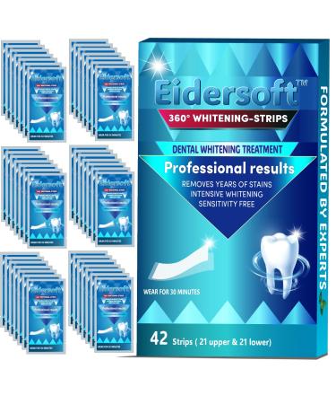 360 Professional Teeth Whitening Strips Removes Years of Stains for Beautiful Smile Results in 30 min Non-Slip Enamel Safe for Sensitive Teeth 42 Strips (21 Treatments) Vegan & Mint Flavor
