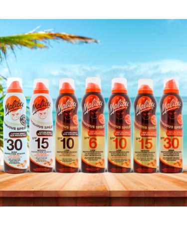 Malibu Sun SPF 15 Continuous Lotion Spray Sunscreen Vitamin Enriched Water Resistant 175ml (Pack of 2) 175 ml (Pack of 2) SPF 15 - Buy Online on GoSupps.com