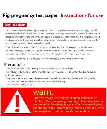Zerodis Pig Pregnancy Test Paper 10Pcs - Livestock Disposable High Accuracy Testing Tool for Early Pregnancy Diagnosis in Pigs and Cows - Buy Online on GoSupps.com