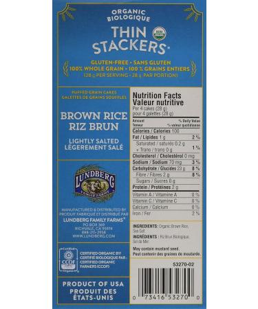 Lundberg Thin Stackers Brown Rice Lightly Salted (Pack of 6) 1.1 Kilogram - Buy Online on GoSupps.com
