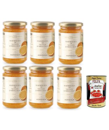 Italian Gourmet E.R. Agrisicilia Marmellata di Arancia - Orange Ribera D.O.P Jam - Premium Citrus Fruit and Excellent Craftsmanship for Breakfast and Snacks - 6 x 360g + Italian Gourmet Polpa