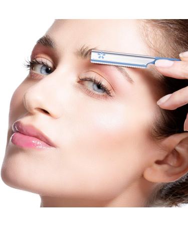 10-Piece Eyebrow Razor Set for Women - Facial Shaver & Brow Shaper Trimmer Dermaplaner Tool with Cover in Pink & Blue - Buy Online on GoSupps.com