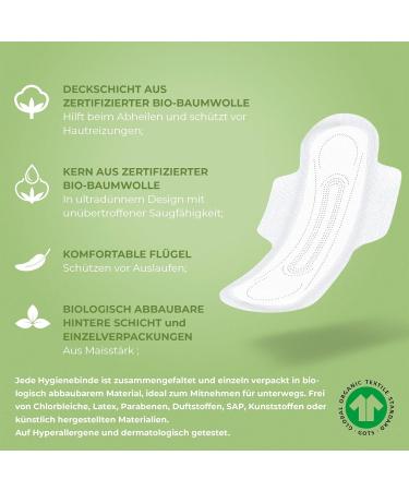 Organyc 100% Organic Cotton Hygiene Ties - Daily Use Folded Wings Eco-Friendly (40 Pieces) - Buy Online on GoSupps.com