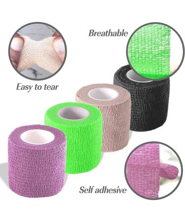 Self Adhesive Bandage Wrap - 12 Pack | 2 Inch x 5 Yards | Cohesive Medical & Sports Tape for Athletic Support Wrist & Ankle Injuries - Buy Online on GoSupps.com