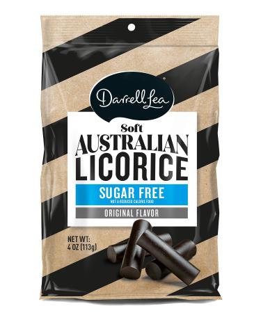 Darrell Lea Sugar Free Black Soft Australian Made Licorice 4oz Bag - NON-GMO, Palm Oil Free, NO HFCS & Kosher | Made in Small Batches with Ethically-Sourced, Quality Ingredients Black 4 Ounce (Pack of 1)