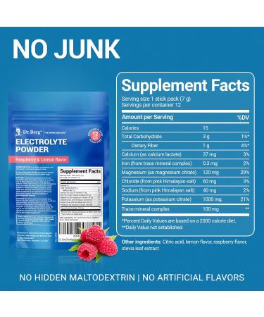 Dr. Berg (Improved Flavor) Sugar-Free Electrolyte Powder Packets with 1000 mg Potassium | Hydration Packets | Keto Electrolytes for Energy Recovery & Daily Hydration | 12 Electrolyte Stick Packs - Buy Online on GoSupps.com
