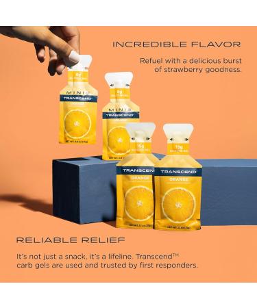 Transcend Foods Orange Gel (1.1 oz Pack of 10) | Fast-Acting Carb Gel - Caffeine Free Gluten Free Perfect for On-the-Go Energy - Buy Online on GoSupps.com