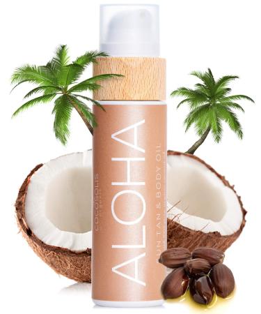 COCOSOLIS ALOHA Sun Tan & Body Oil | Organic Tanning Bed Lotion | Get Healthy Deep Chocolate Tan | Tanning Accelerator with 5 Precious Oils to Make Your Skin Glowing & Revitalized (110 ml)