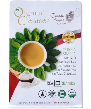 Realorganics "PURE & SIMPLE" - Powdered, Coffee Creamer / 100% Certified Organic / rBST Free / GMO Free / Gluten Free / Chemical, Additive & Preservative Free CLASSIC SWEET CREAM