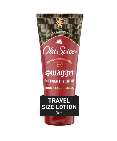 Old Spice Body Lotion for all skin types Travel Size 24/7 Lightweight Moisturization with Amazing Scent for Face Hand and Body Swagger Scent of Cedarwood Instant Absorption 3oz