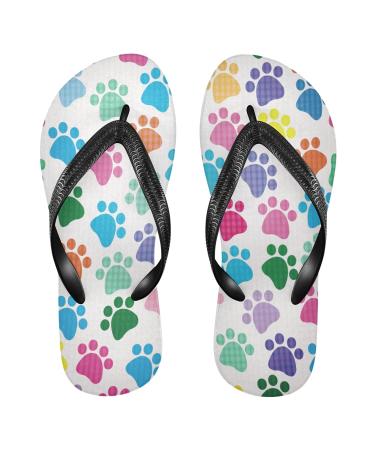 Mnsruu Paw Print Flip Flops Home Hotel Spa Bedroom Travel L for Women Men