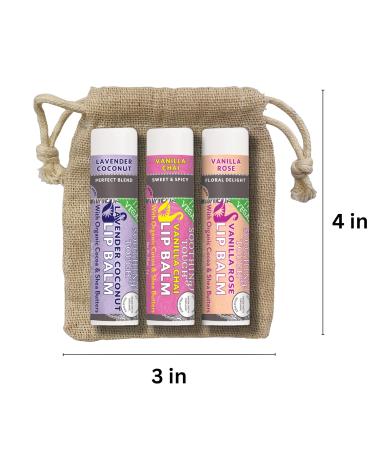 Vegan Lip Balm Set - 6 Soothing Flavors with Muslin Pouch & Keychain Holder | Natural & Eco-Friendly - Buy Online on GoSupps.com