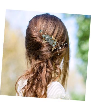 Minkissy Eucalyptus Bride Comb - Strass Decorative Alloy Bridal Hairpiece for Weddings | Medium Green Wedding Accessories - Buy Online on GoSupps.com
