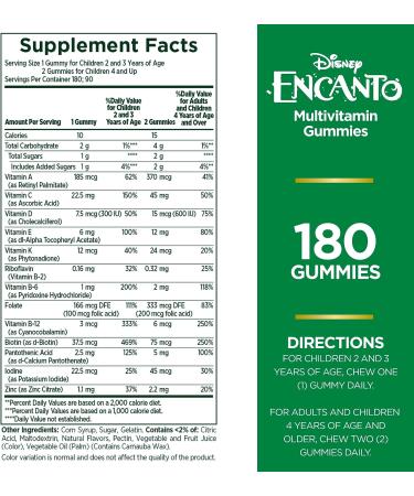 Nature's Bounty Kids Multivitamin Gummies Disney Encanto 180 Gummies - Grape Orange Cherry Flavored Vitamins A C D E - Buy Online on GoSupps.com