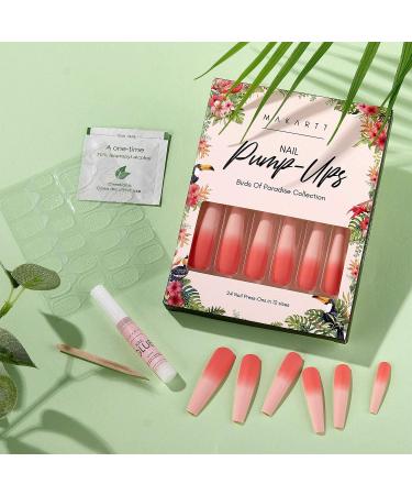 24Pcs Makartt Extra Long Press on Nail Kit Birds Of Paradise Orange | Gradient Color Acrylic Tips False Nails DIY Salon Set - Buy Online on GoSupps.com
