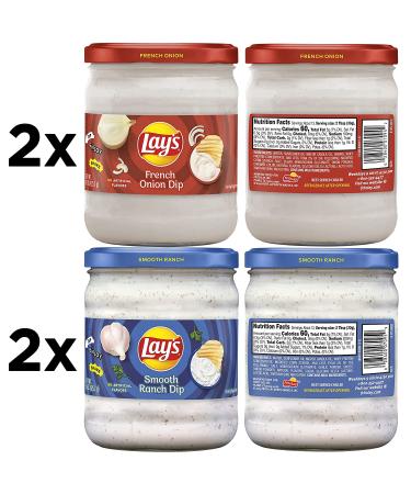 Lay's Dip Variety Pack: French Onion & Smooth Ranch - 15 Oz Jars, 4 Count - Buy Online on GoSupps.com