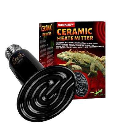 VANSUKY 100W Ceramic Heat Emitter for Reptiles Amphibians Dogs Cats and etc No Light Infrared Heat Lamp for Terrariums and Vivariums 100.0 Watts