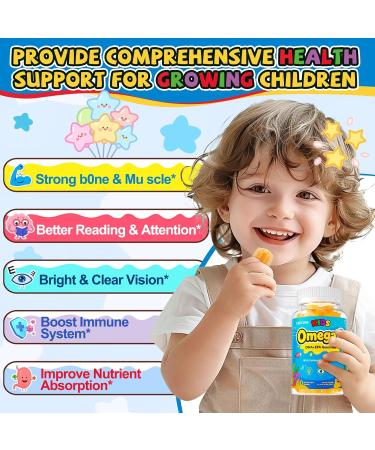 Organic Kid s Omega-3 Gummies: Chewable Fish Oil Alternative Vegan Omega 3 Fatty Acid Supplement with DHA EPA Vitamin D3 B12 Calcium Magnesium - Focus Immune Health Support for Kids(60count) Mango 60 Count (Pack of 1) - Buy Online on GoSupps.com