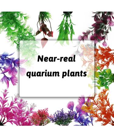 QUOZUO 25-Piece Aquarium Plants Decoration Set | Colorful Artificial Plants & Resin Cave Fish Tank Ornaments - Enhance Your Aquarium Today! - Buy Online on GoSupps.com