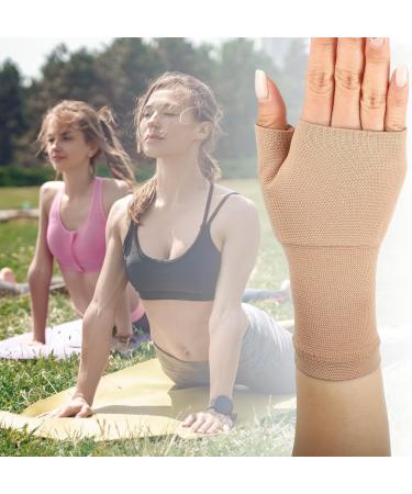VOCOSTE Wrist Support Sleeves - Elastic Compression Brace for Men & Women Size S Beige | International Shipping Available - Buy Online on GoSupps.com
