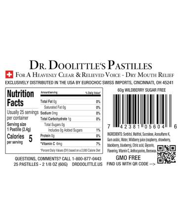 Dr. Doolittle s Sugar Free Soft Fruit Pastilles for Voice and Throat Wild Berries Flavor 2.12 Ounce Tin Approximately 25 Count Package 2 Pack - Buy Online on GoSupps.com