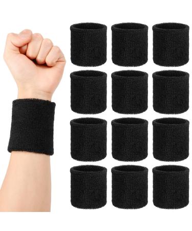 Partideal 12 pieces of welding tapes wrist black fitness arm welding tape 8 * 8cm wrist Elastic welding straps men's sports Wrist bands for tennis basketball football run
