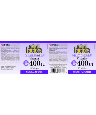 Natural Factors Vitamin E 400 IU Clear Base - 90 softgels - Buy Online on GoSupps.com