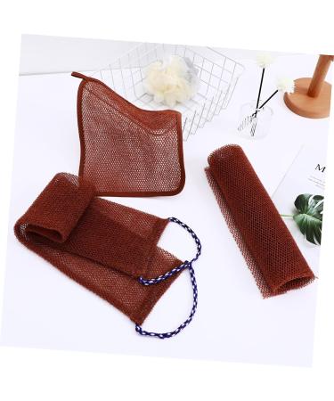 KOMBIUDA 1 Set Bath Towel Back Exfoliator Brush Back Scrubber Towel Bath Washcloth Loofah Strap Brown Nylon - Buy Online on GoSupps.com