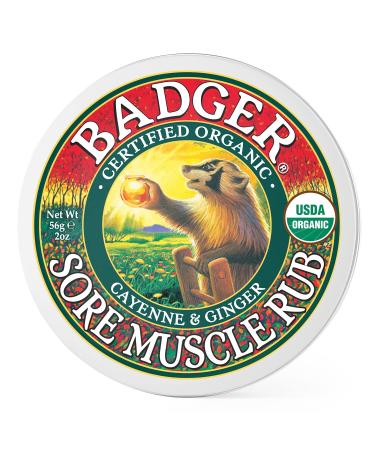 Badger - Sore Muscle Rub Cayenne Pepper and Ginger Organic Sore Muscle Rub Warming Balm Muscle Relief Balm Warming Muscle Rub Sore Muscle Balm 2 oz
