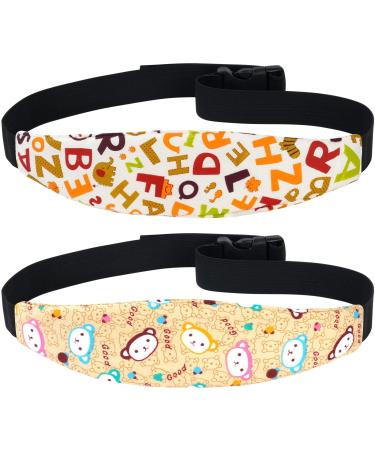 URAQT 2PCS Baby Kids Safety Head Support Hugger Toddler Car Seat Head Strap Nap Aid Holder Belt Neck Protection Belt 2pcs - Letter/Monkey head