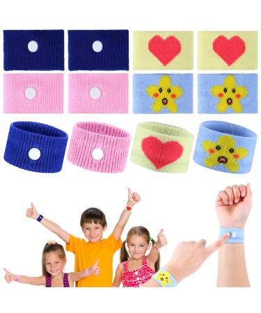 4 Pairs Kids Motion Sickness Bands Travel Wristbands Kids Motion Sickness Relief Nausea Bands Motion Sickness Wristbands Car Sickness Bracelet for Kids for Morning Flying Travel (Bright Style)