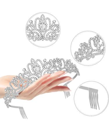 2 Pack Silver Crystal Tiara Crown Jewelry Set for Women & Girls - Elegant Rhinestone Diadem Headpiece for Princess Birthday, Wedding, Prom & Pageant Gift - Buy Online on GoSupps.com