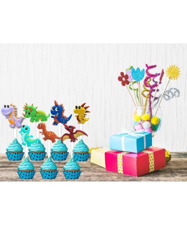 Miniature 3D PVC Dinosaur Cake Topper Set - Gold Acrylic Happy Birthday Sign 8 pcs Big Bright Food-Safe Dino s - Ideal for Kids Party Wild One Cake Decor Baby Celebrations - Buy Online on GoSupps.com