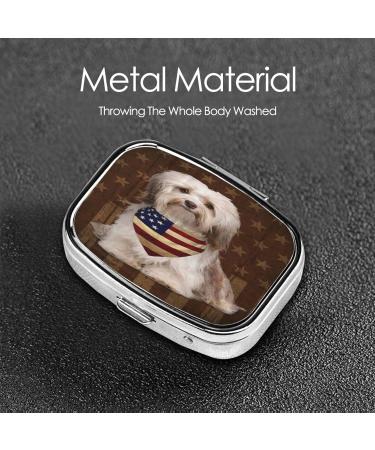 Travel Pill Organizer for Havanese Dog Lovers - Vintage American Flag Daily Pill Case for Supplements & Medication - Buy Online on GoSupps.com