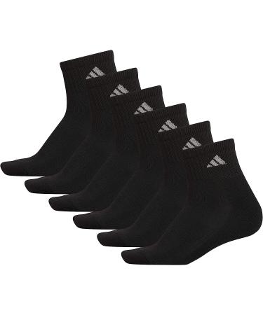 adidas Women's Athletic Cushioned Quarter Socks (6-Pair) - Black/Aluminum - Medium Size - Buy Online on GoSupps.com