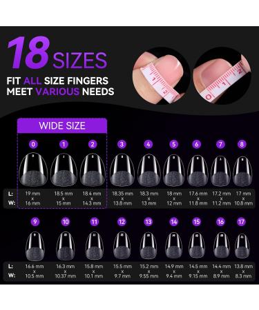Buy Gelike EC Extra Short Almond Nail Tips - 240 PMMA Resin Artificial Nail Tips for Wide Nail Beds | XXS Soft Complete Cover 18 Sizes Available - Buy Online on GoSupps.com
