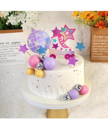 Roller Skate Cake Topper Disco Ball Cake Toppers Pastel Ball Cake Decorations for Girls 80s 90s Skating Hip Hop Theme Rolling Party Decorations (Style 01) - Buy Online on GoSupps.com