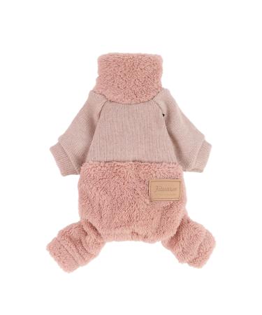 Fitwarm Turtleneck Knitted Dog Clothes Winter Outfits Pet Jumpsuits Cat Sweaters Pink Small