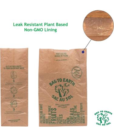 Bag to Earth -12C- Kitchen Food Waste Bag - Compostable Bag - Leak Resistant Cellulose Liner - Plastic Free - Small - 12 Bags - Buy Online on GoSupps.com