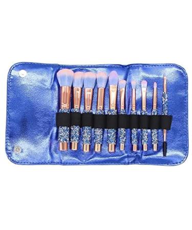 10pcs Diamond Makeup Brushes Set - Shiny Crystal Foundation & Blush Kit with PU Bag | International Shipping Available - Buy Online on GoSupps.com