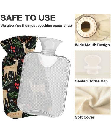 Christmas Deer Hot Water Bottle - 1L Pain Relief & Sore Muscle Heat Bag for Injuries | International Shipping - Buy Online on GoSupps.com