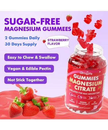 Magnesium Citrate Gummies 600mg for Women Men High Absorption Magnesium Supplement Gummies for Calm Relaxation Muscle Health Vegan Strawberry Flavor 60 Count 60 Count (Pack of 1) - Buy Online on GoSupps.com