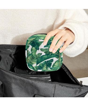 Shop Tropical Leaves Golden Frame Women's Period Pocket Bag | Portable Menstrual Cup Holder & Tampon Storage for Teens & Women - Multicolored - Buy Online on GoSupps.com
