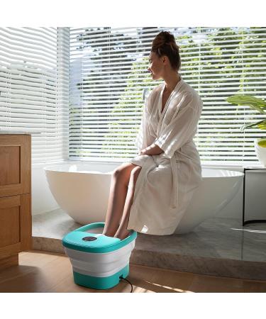 Niksa Collapsible Foot Spa Bath Massager - Heated Bubbles 6 Shiatsu Motors & Temperature Control - Pedicure Pedicure Tub with Acupressure Points for Stress Relief - Green - Buy Online on GoSupps.com