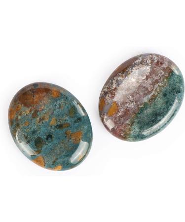 Artistone 2.0" Ocean Jasper Crystal Worry Stone Healing Crystal Chakras Polished Smooth Palm Thumb Pocket Gemstones for Anxiety Stress Reiki Crystal Healing & Wellness | Meditation Yoga - Buy Online on GoSupps.com