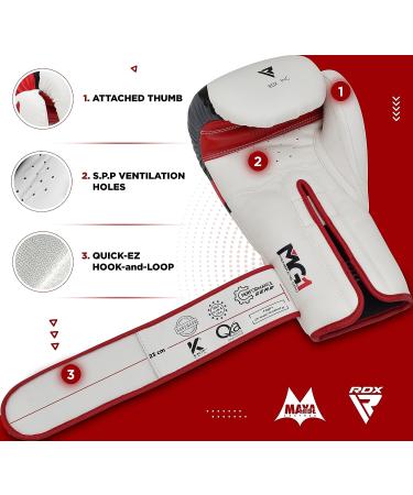 RDX EGO Boxing Gloves 14oz - Maya Hide Leather | Ventilated Sparring & Training Mitts for Men, Women | Muay Thai, Kickboxing, MMA | Heavy Bag Workout Pads - Buy Online on GoSupps.com