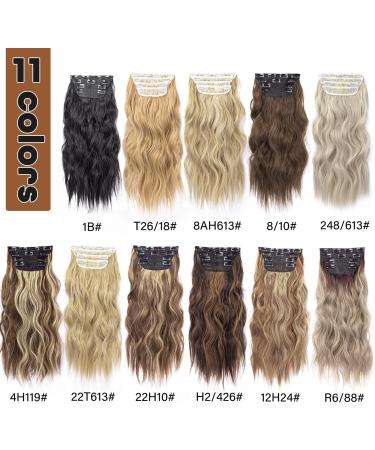 Blonde Hair Extensions Long Wavy 20inch 4pcs Clip in Synthetic Hair Extensions for Women Double Weft.(Ombre Ash Brown to Bleach Blonde) 8ah613# - Buy Online on GoSupps.com