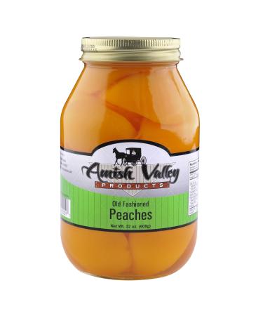 Amish Valley Products Old Fashioned Peaches Halves Canned Jarred in 32 oz Glass Jar (1 Quart Jar - 32 oz) 2 Pound (Pack of 1)